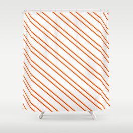 [ Thumbnail: White, Tan, and Red Colored Stripes/Lines Pattern Shower Curtain ]