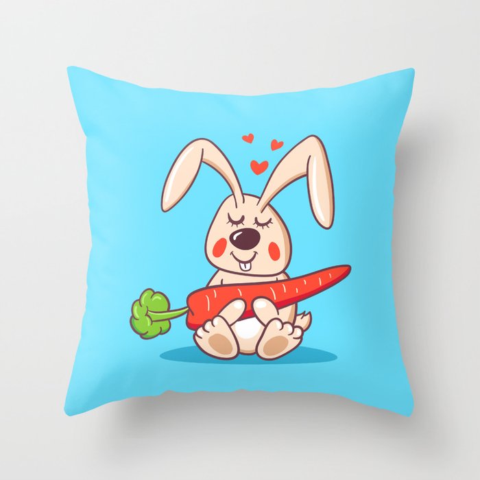 Happy bunny Throw Pillow