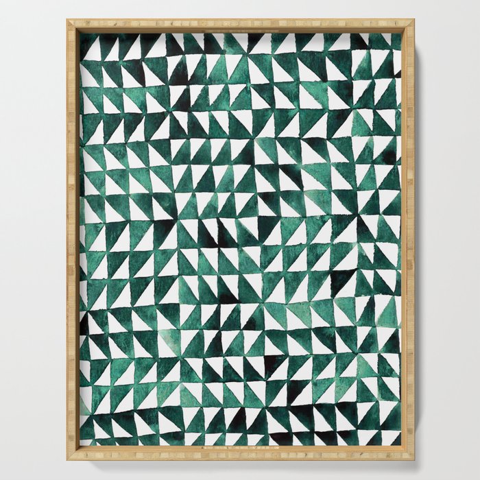 Triangle Grid green and black Serving Tray