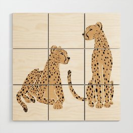 Sitting Cheetahs Wood Wall Art