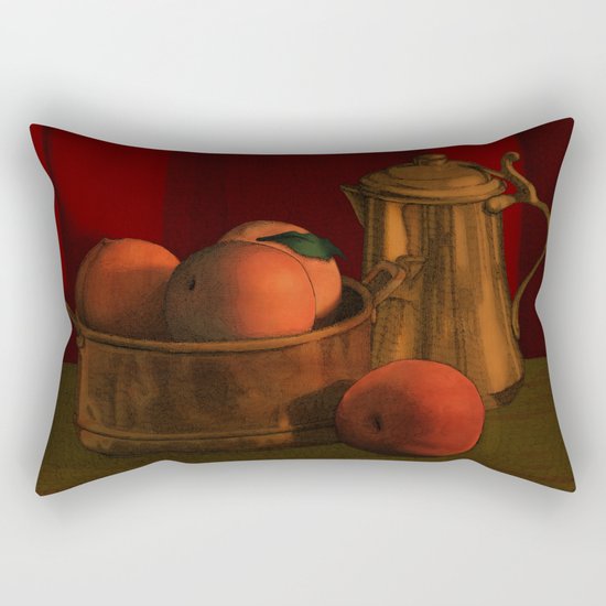 Still life with peaches Rectangular Pillow