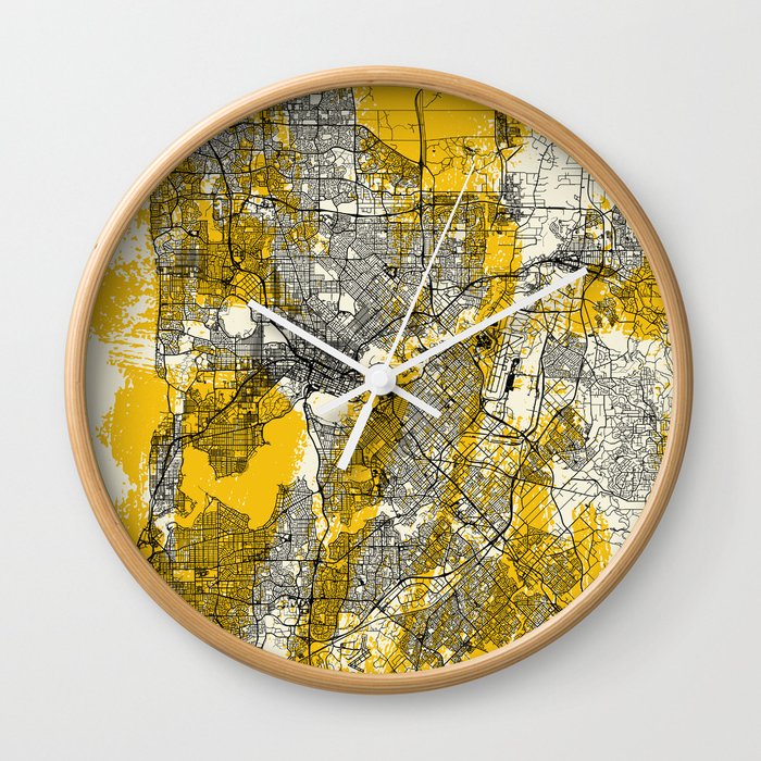 Australia, Perth Map - Aesthetic City Map Wall Clock