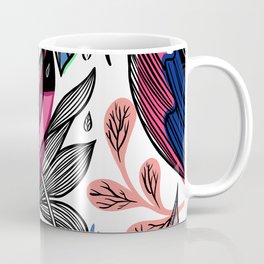 Leaves and Flowers - Botanical Modern Art -Contemporary leafy designs- pattern -décor Mug