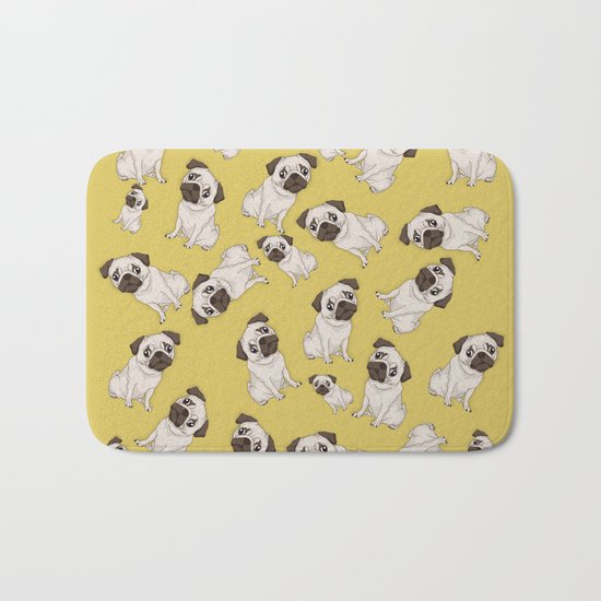 Pug Pattern Bath Mat