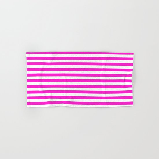 Horizontal Stripes (Hot Magenta/White) Hand & Bath Towel