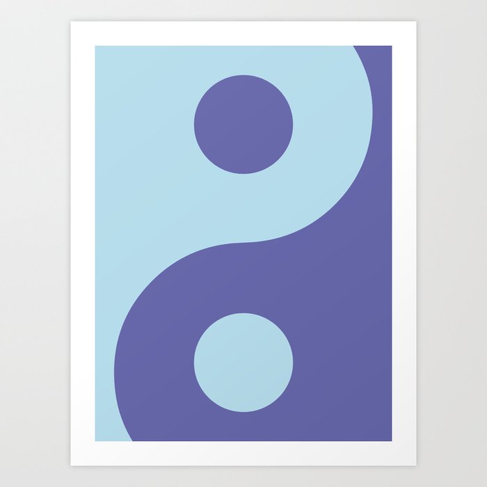 Pastel Blue and Very Peri Yin Yang Symbol Art Print