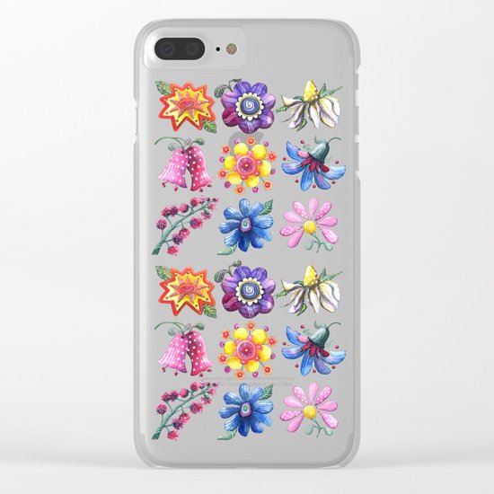 Pretty Flowers All in a Row Clear iPhone Case