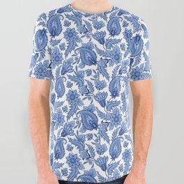 Blue Paisley Pattern All Over Graphic Tee
