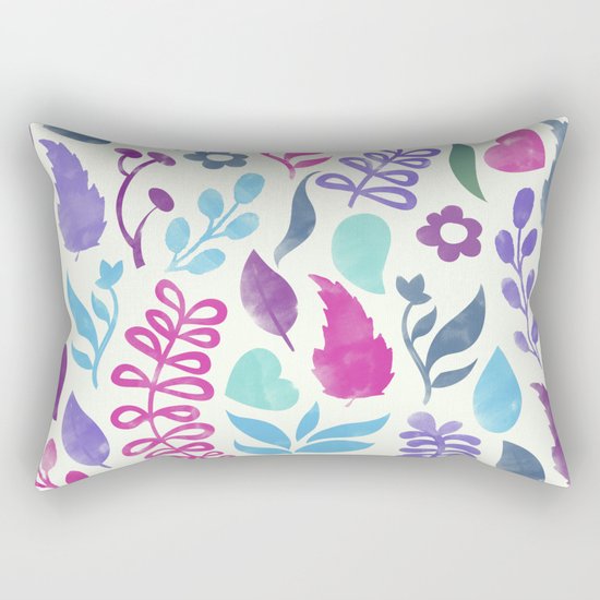 Watercolor Floral Pattern III Rectangular Pillow