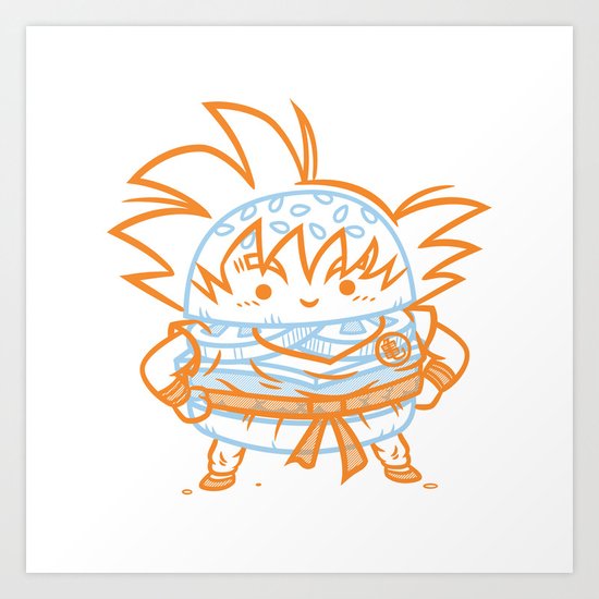 Cheeseburger Goku Art Print
