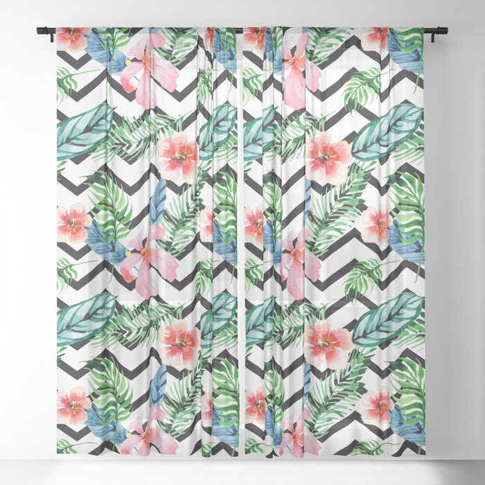Geometric modern flowers pattern Sheer Curtain by Mydream | Society6