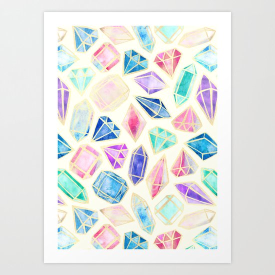 Watercolor Gems Intense Art Print