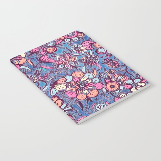 Sweet Spring Floral - soft indigo & candy pastels Notebook