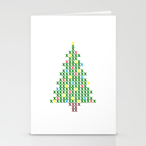 Cross Stitch Christmas Tree Stationery Cards By Bettysue Society6