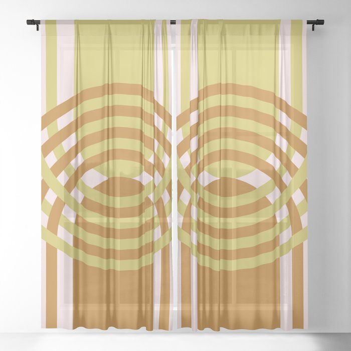 Arches Composition in Warm Olive + Oak Brown Sheer Curtain