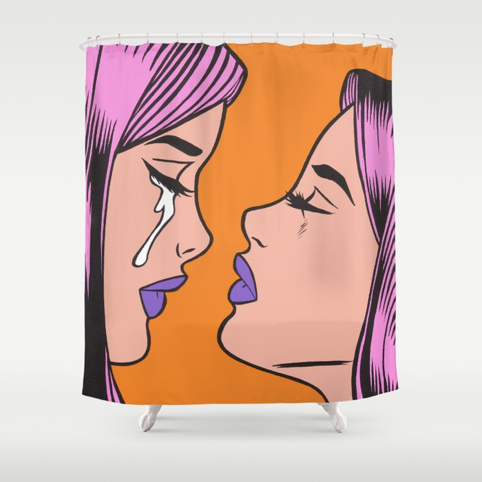 Two Crying Comic Girls Shower Curtain