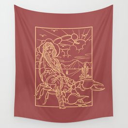 Cowgirl riding a scorpion  Wall Tapestry