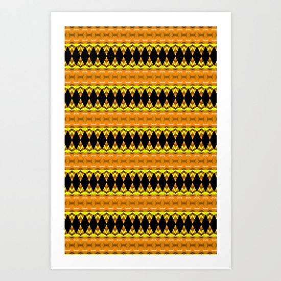 Black Diamonds on Orange Art Print