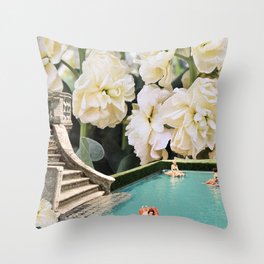 Floating Under Flowers Throw Pillow