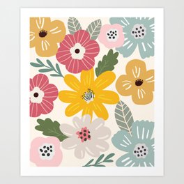 Scandinavian Floral Pattern Art Print