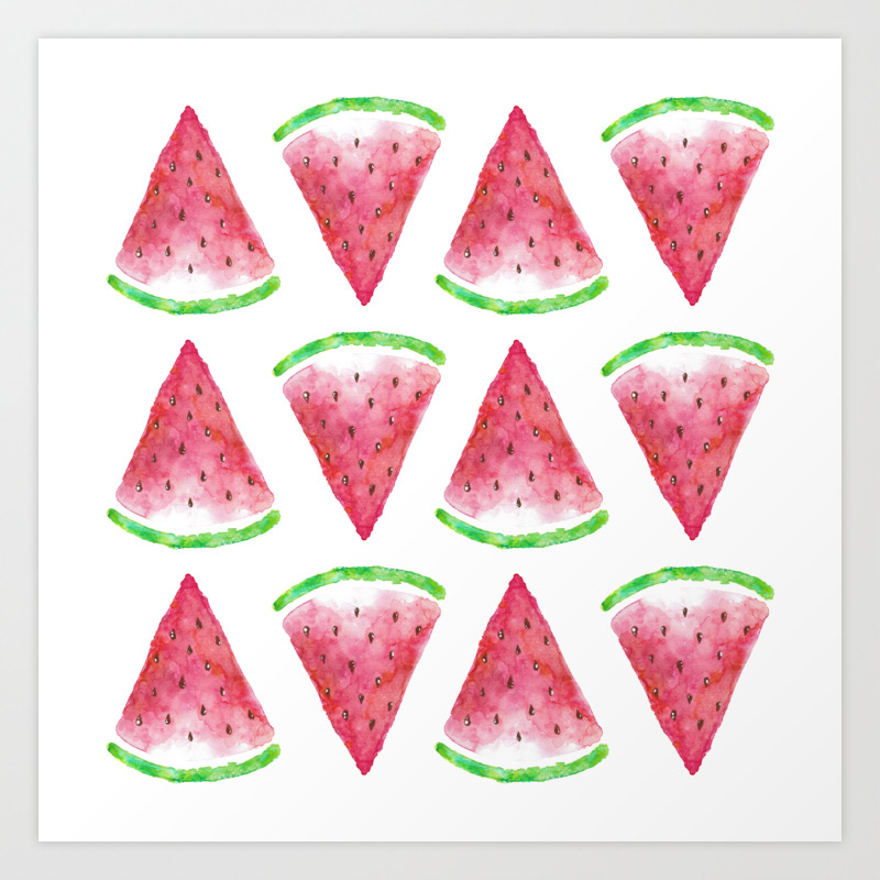 Watercolor Watermelon Pattern Art Print By Skinnybanana Society6