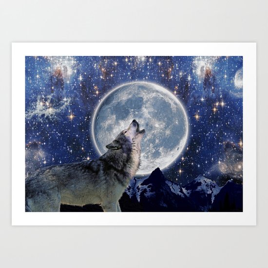 A One Wolf Moon Art Print