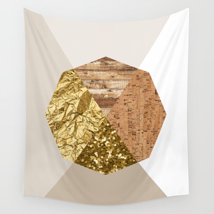 Beige polygon Wall Tapestry