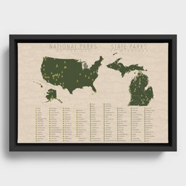 US National Parks - Michigan Framed Canvas