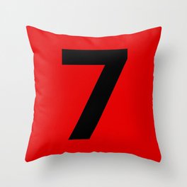 Number 7 (Black & Red) Throw Pillow