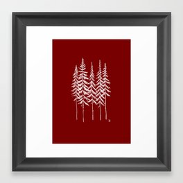 Five Trees (Red and White) Framed Art Print