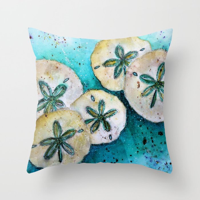 Ocean Currency Sand Dollars-Barbara Chichester Throw Pillow