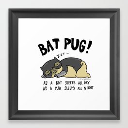 Bat Pug! Framed Art Print | Animal, Illustration, Comic 