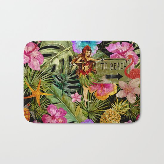 Tropical Vintage Exotic Jungle Beach Party on #Society6 Bath Mat