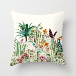 Blooming in the cactus Throw Pillow