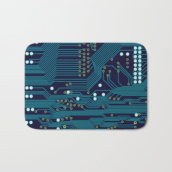 Dark Circuit Board Bath Mat