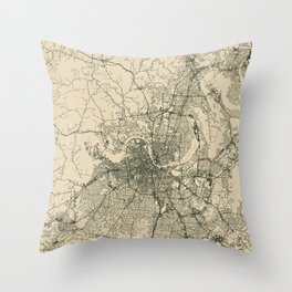 Nashville, Tennessee - Vintage City Map - USA Town - Retro Aesthetic Throw Pillow