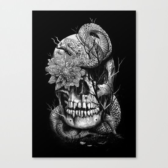 Snake and Skull Canvas Print