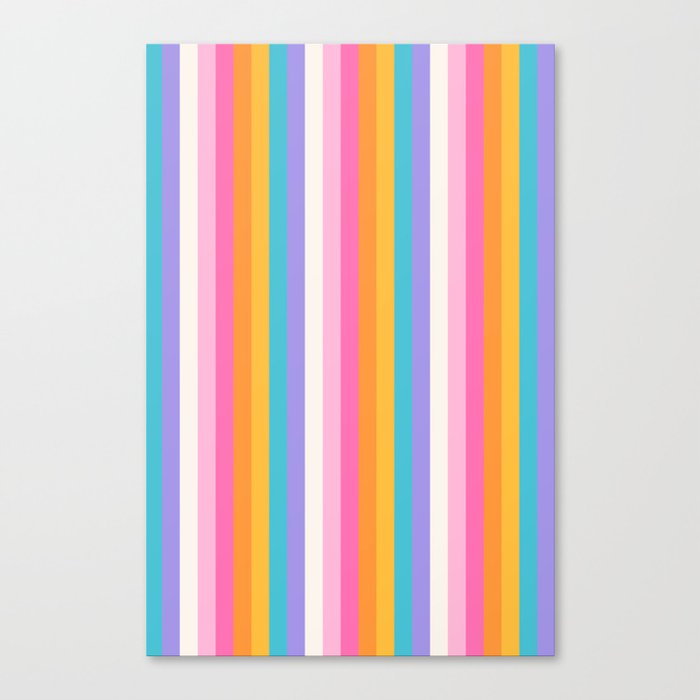 Neon Rainbow Stripes - Small Canvas Print