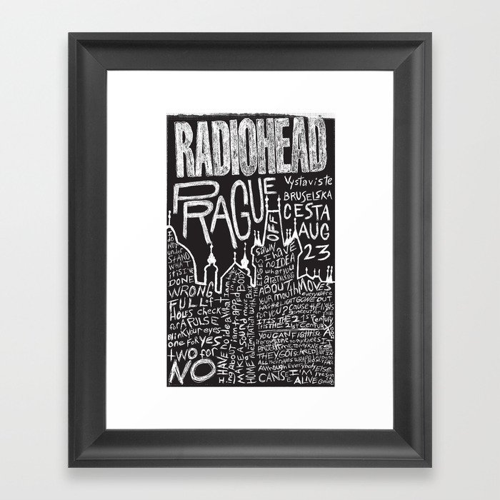Radiohead Prague Poster Chalk Framed Art Print