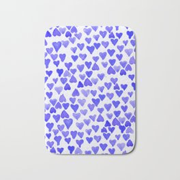 Navy Blue Love Hearts Watercolour Bath Mat | Navy, Ink, Blue, Velentines, Valentine, Giftforgirlfriend, Love, Gift, Romatnic, Giftforher 
