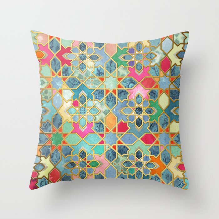 Gilt & Glory - Colorful Moroccan Mosaic Throw Pillow