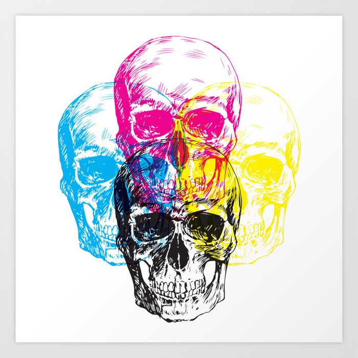 CMYK Skulls Art Print