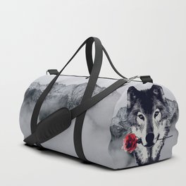 The Wolf With a Rose & Mountains Duffle Bag