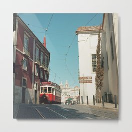 Lisbon red tram, Portugal Analog 6x6 Kodal Ektar 100 (RR 165) Metal Print | City, Red, Color, Travel, Portugal, Blue, Film, Tram, Photo, Lisbon 