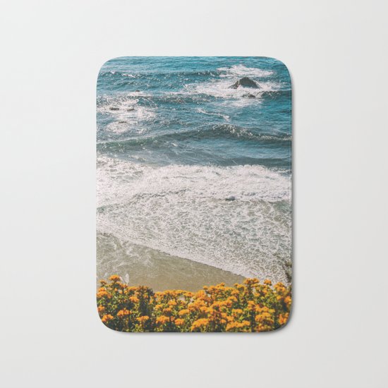 Flowers meet the Sea Bath Mat