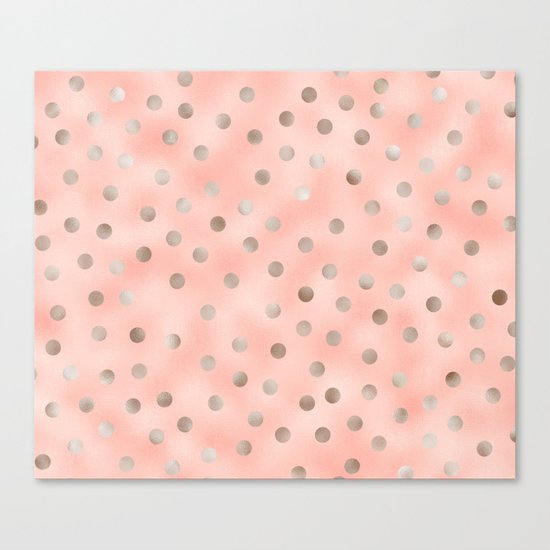 Rosy silver polka dots Canvas Print