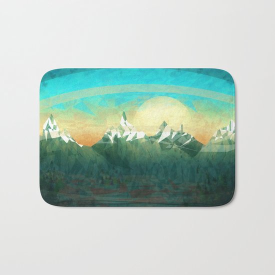 Mountains abowe the blue sky Bath Mat