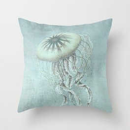 Jellyfish Underwater Aqua Turquoise Art Throw Pillow