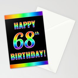 [ Thumbnail: Fun, Colorful, Rainbow Spectrum “HAPPY 68th BIRTHDAY!” Stationery Cards ]