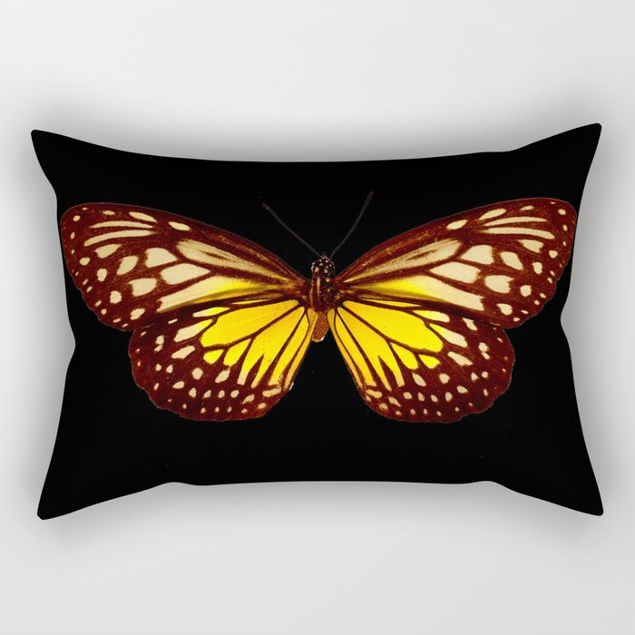 Butterfly - Yellow Brown & Black - Back Lit Glow Rectangular Pillow